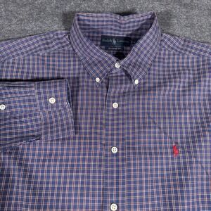 Ralph Lauren Men's Classic Fit Long Sleeve Button-Up Shirt Red Blue Check XL